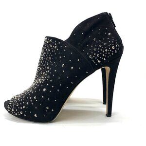 INC International Concepts Saffi 2 Studded Rhinestone Shootie Black/Silver Sz9.5